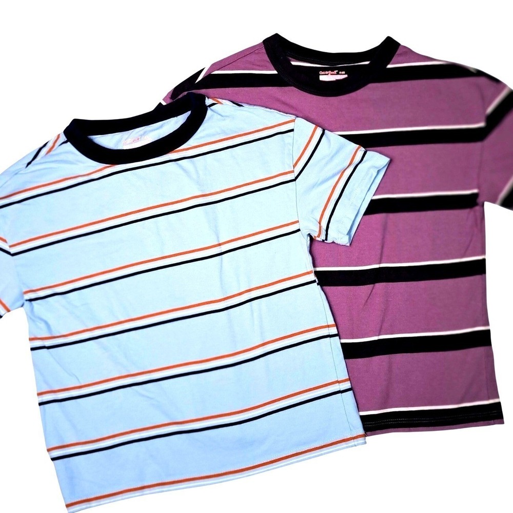 Cat And Jack T-Shirts Bundle Kids M 8 Blue Purple Striped Short Sleeve Tee Set